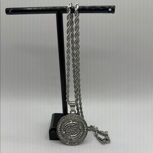 Silvertone Pisces accent Pendant Necklace